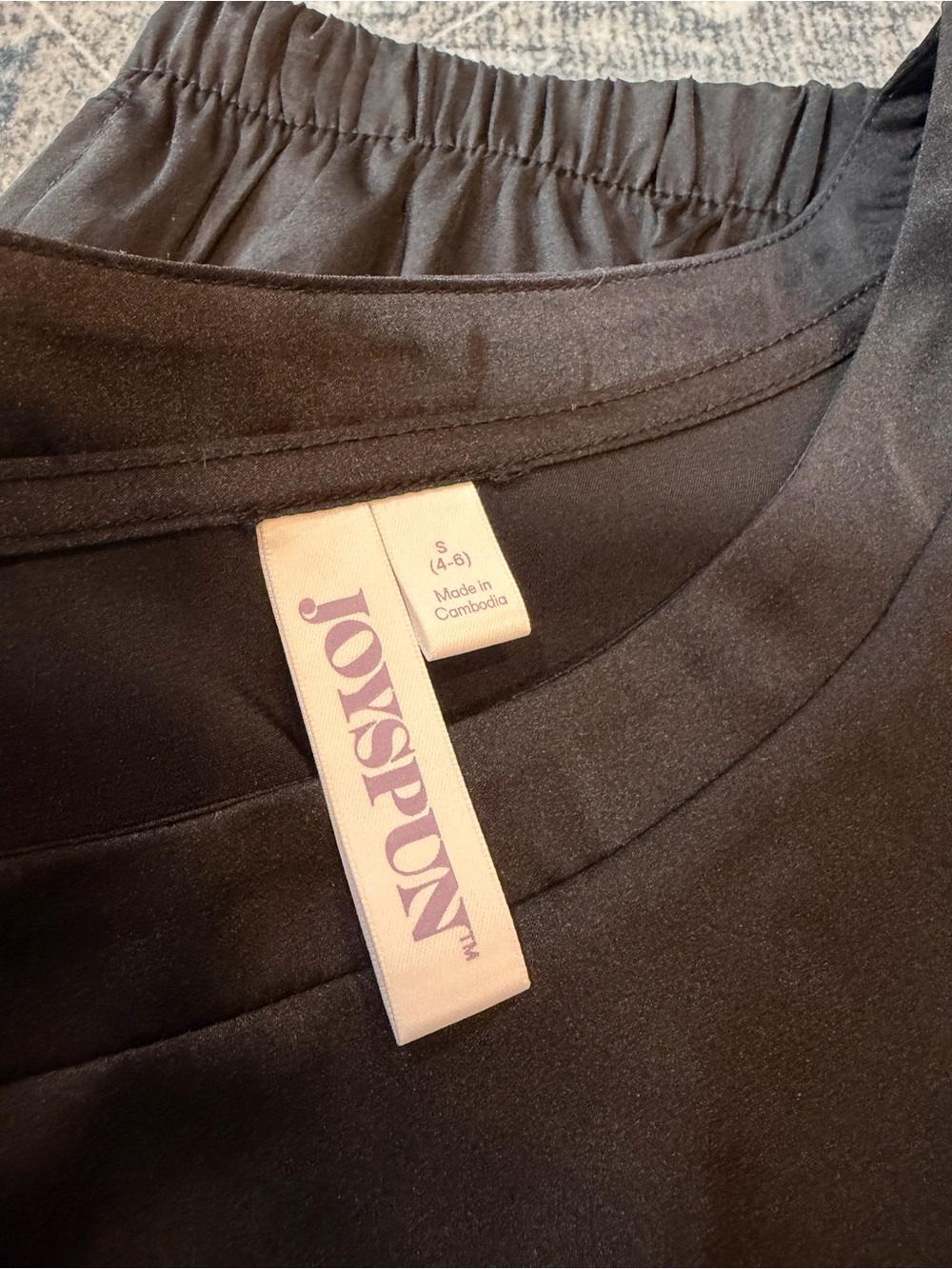 Silky Black Short Sleeve Pajama Set — Relaxed Top & Elastic Waist Shorts - Picture 3 of 4